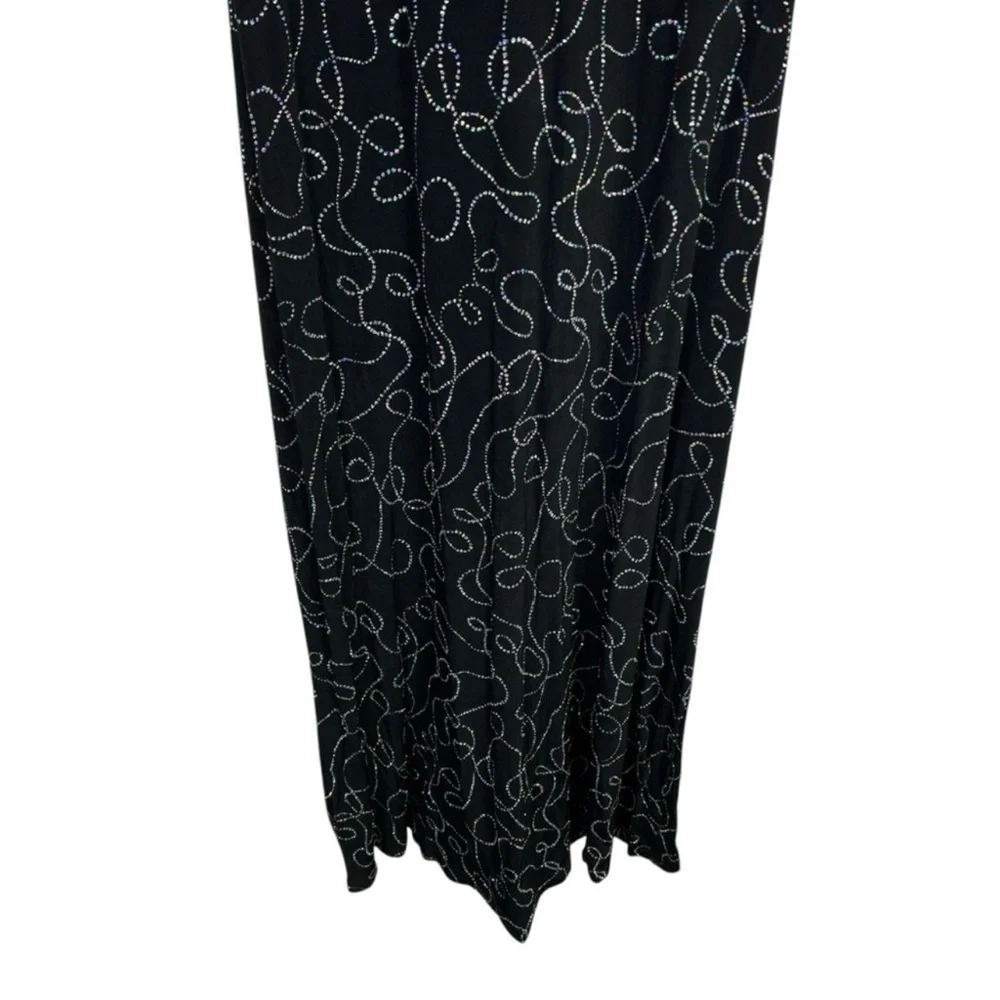 Vintage Ronni Nicole By Ouida Black Silver Sparkly Sleeveless Maxi Dress Size 8 - Picture 2 of 10
